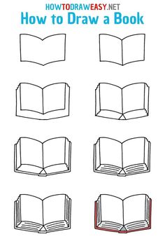 how to draw a book step by step