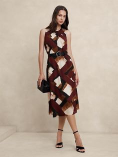 Georgette Midi Shift Dress | Banana Republic Factory Chic Summer Midi Dress For Business Casual, Casual Midi Dress For Business In Summer, Casual Midi Dress For Summer Business Casual, Casual Summer Midi Dress For Business Casual, Casual Sleeveless Midi Dress For Work, Spring Business Casual Sleeveless Dress, Midi Shift Dress, Banana Republic Factory, Fabric Belt