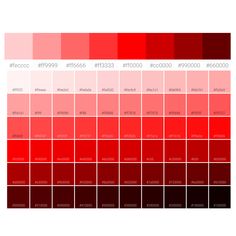 a color chart with different shades of red