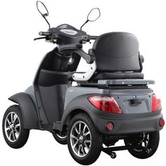 an electric scooter is shown with the passenger seat folded down on the back