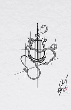 a drawing of an anchor with a snake on it