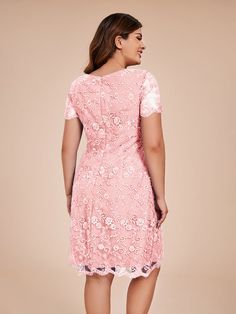 Introducing our elegant Column Short Sleeves Knee Length Lace Mother of the Bride Dress. Made with high-quality lace fabric and featuring a knee-length design with short sleeves, this dress is perfect for any special occasion. Feel confident and stylish on your big day with this stunning mother of the bride dress.    Attention!     The sleeves are see-through and unlined. (Refer to the picture below) Mother Of The Bride Dress, Pink Candy, Chiffon Fabric, Mother Of The Bride Dresses, Feel Confident, Bride Dress, Lace Fabric, Chiffon Dress, Mother Of The Bride