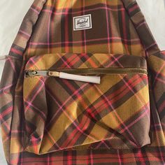 Brand New Chestnut Plaid Color Fall School Backpack With Adjustable Strap, School Backpack With Adjustable Strap For Fall, Standard Backpack For School In Fall, School Backpack For Fall, Fall School Standard Backpack, Brown Backpack For School In Fall, Brown Backpack For Fall, Herschel City Backpack, Herschel Settlement Backpack