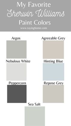 the color scheme for my favorite sherylin williams paint colors, including gray and white