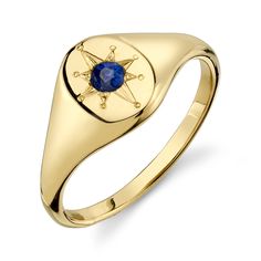 ROW DESCRIPTION The Sapphire North Star Signet Ring represents the brightest star in Ursa Minor. A guiding star; a star that is used as a reference point in navigation. Let this ring represent your personal North Star, your guiding light: the values, priorities, or people that keep you pointed towards true north. Sapphire is the birthstone of September and a celestial blue stone that has long been associated with the skies and heavens. Sapphires are believed to protect from evil, attract good bl Ursa Minor, Celestial Blue, Shop Class, Guiding Light, True North, September Birthstone, February Birth Stone, Bright Stars, North Star