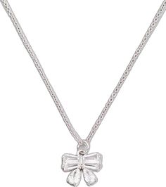 Luxury Silver Jewelry With Bow Detail, Dainty Silver Necklace With Bow, Bow Pendant Necklace, Silver Bow Necklace, Diamond Bow Necklace, Bow Necklace, Silver Bow, Elegant Necklaces, Sparkling Crystal