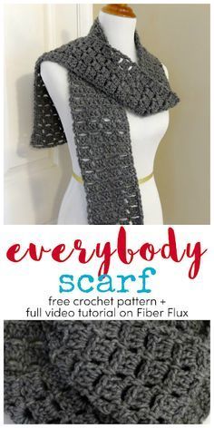 a crochet scarf is shown with the text, everybody scarf