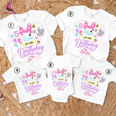 three matching birthday shirts with the number four on them