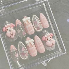 Sweetheart Nails, Asian Nails, Korean Nails, Blush Nails, Hello Kitty Nails, Pretty Gel Nails