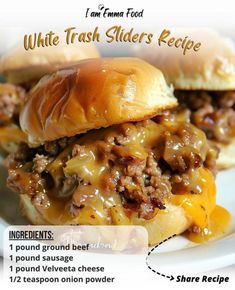 Emma Food, Best Hamburger Patty Recipe, Sloppy Joe Sliders, Hamburger Recipes Patty, Food Sandwiches, Patty Recipe, Hamburger Patty, Velveeta Cheese, Whats For Lunch