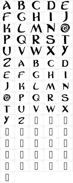 the alphabet is shown in black and white, with different letters on each side of it