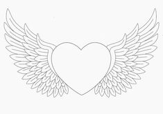 a heart with wings is shown in the shape of an angel's wing on a white