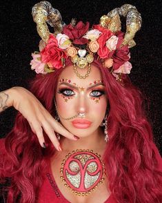 Zodiac Photography, Aries Costume, Zodiac Photoshoot, Zodiac Hair, Makeup Rules, Zodiac Makeup, All Nighter Setting Spray, Glam Halloween