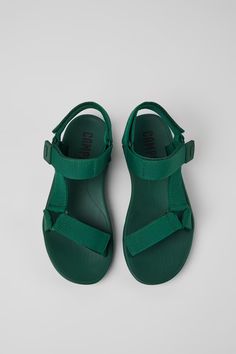 match Green Sandals for Men - Spring/Summer collection - Camper USA Modern Outdoor Sandals With Rubber Sole, Sporty Green Sandals With Removable Insole, Summer Sneakers With Arch Support, Flat Summer Sneakers With Arch Support, Flat Sneakers With Arch Support For Summer, Modern Outdoor Sandals With Removable Insole, Green Sporty Sandals With Rubber Sole, Sporty Sandals With Ortholite Insole For Summer, Lightweight Sporty Sport Sandals For Summer