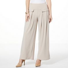 WynneLayers Luxe Crepe Wide Leg Pant with Pocket Detail Casually stylish and easy-breezy with its faux pocket flap detail and luxe crepe fabric, this any-season pant is fab matched to lots of MarlaWynne separates - with real pockets on the side! Versatile Beige Wide Leg Pants With Pockets, Versatile Wide Leg Pants With Pockets For Day Out, Stretch Beige Wide Leg Pants With Pockets, Beige Stretch Wide Leg Pants With Pockets, Wide Leg Pants With Pockets And 4-way Stretch, Cream Ankle-length Wide Leg Pants With Pockets, Beige Wide Leg Full-length Pants With Side Pockets, Cream Non-stretch Wide Leg Bottoms, Beige High-waisted Wide Leg Pants With Button Closure