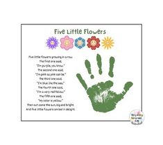 a hand print with the words five little flowers