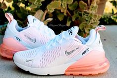 Nike Air Max 270 Pink And White, Nike Women 270, Nike Pro Max 270, Cute Tenishoes, Women's Nike Shoes, Trendy Nike Shoes For Women, Nike 270 Shoes, Baddie Shoes Sneakers, Nike Max 270