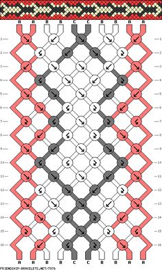 an image of a knitted pattern with red and grey squares on the bottom, black dots