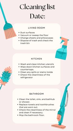 the cleaning list is shown with instructions for how to clean it and how to use it