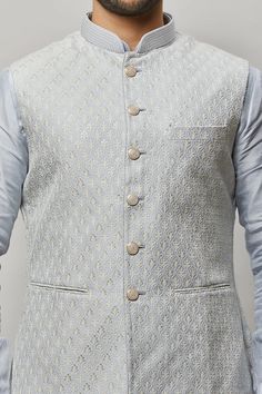 Hand Made Cotton embroidery Men's Wedding Wear waistcoat jacket, Nehru jacket for indian wear function outfit.  can be any customization requirement? contact me feel free we provide all customized services. NOTE: All our items are handmade and specially customized for our beautiful customers. Please expect minor variations in the actual product as compared to the image displayed. We make it exclusively using similar fabrics. Product color may slightly vary due to photographic lighting sources or Festive Nehru Jacket With Intricate Embroidery For Groom, Eid Nehru Jacket With Intricate Embroidery For Groom, Winter Wedding Nehru Jacket With Chikankari Embroidery, Festive Wedding Vest With Zari Work, Festive Nehru Jacket With Chikankari Embroidery For Groom, Embroidered Nehru Jacket For Groom At Festivals, Wedding Nehru Jacket With Motifs And Long Sleeves, Traditional Vest For Wedding And Eid, Traditional Wedding Vest For Festive Occasions