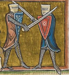 two men in medieval clothing holding swords