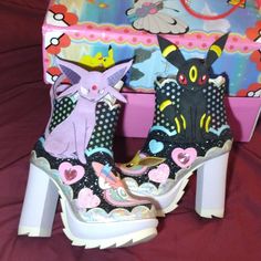 Worn Only Once For A Pokemon Community Day, These Babies Are Still In Great Condition. Sold Out Style. Not Sure If I Want To Sell. Size 38/7.5. These Were Over $320 When I Bought Them And Poshmark Takes 20% Please Keep In Mind! Multicolor Round Toe Heeled Boots For Party, Multicolor Round Toe Platform Boots For Party, Purple Heels With Sculpted Heel And Round Toe, Multicolor Platform Boots For Parties, Multicolor High Heel Platform Boots For Party, Purple Platform Party Boots, Purple Ankle Boots For Party, Purple Platform Boots For Party, Party Platform Multicolor Boots