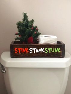 Stink Stank Stunk Toilet Paper Holder, Stink Stank Stunk, Christmas Bathroom Decor, Christmas Bathroom, Cottage Furniture, Christmas Wood Crafts, 3d Christmas, Decoration Inspiration