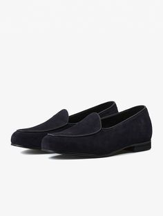 Classic Suede Slip-ons, Classic Suede Closed Toe Slip-ons, Classic Closed Toe Suede Slip-ons, Flat Suede Slip-ons With Rubber Sole, Classic Suede Flat Slip-ons, Formal Suede Closed Toe Slip-ons, Flat Suede Leather Shoes With Textured Sole, Flat Suede Leather Shoes With Rubber Sole, Suede Flats For Work