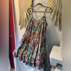 Nwot Tried On And Never Worn Hasn’t Been Washed Was Planning On Wearing It This Fall With A Denim Jacket And Some Leggings Doesn’t Have Any Stretch Mini Dress Floral, Wild Fable, Dress Floral, Floral Print Dress, Blue Orange, Denim Jacket, Floral Print, Floral Prints, Leggings