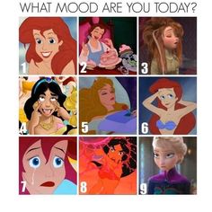 an image of disney princesses with different expressions