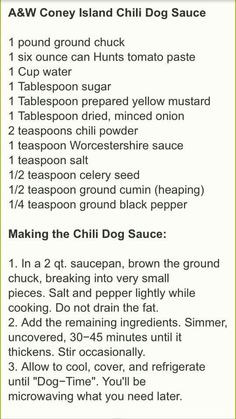 a recipe for making the best hot dog sauce