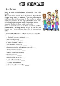 an adult and child's worksheet with the words family on it,