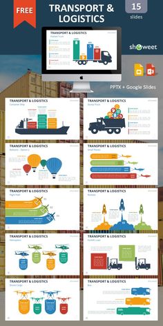 the transport and logistic info sheet is shown in this graphic style, with different types of shipping