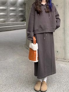 Women Sweatshirt Suits Set Long Sleeve Coat Tops Long Skirt Sets Sports Outfits Sweatshirt And Skirt Outfit, 2 Pieces Outfits, Dark Grey Skirt, Pieces Outfits, Spring Sweatshirt, Sweatshirt Set, Skirt Sets, Long Sleeves Coats, Two Piece Set