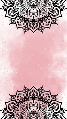 a pink background with black and white designs