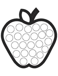 an apple with lots of circles on it's side and a black outline in the middle