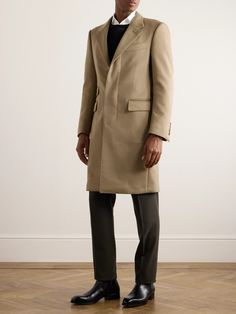 TOM FORD's classic tailored coat is cut from in an elegant longline profile from a supremely soft blend of brushed wool and cashmere. It's detailed with smart notch lapels and a concealed placket for a seamless finish. Tom Ford Collection, Mr Porter, Long A Line, Tom Ford, Winter Coat, Mens Coats, Porter