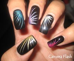 My Simple Little Pleasures: NOTD: New Year's Firewrok's Inspired + Tutorial Happy New Year Nails Designs, Firework Nail Art, Firework Nails, Nye Nails