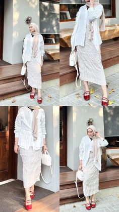 Outfit Kemeja Putih, Ootd Picnic, Sequins Top Outfit, Maroon Shoes, Street Hijab Fashion, Stylish Hijab, Hijab Style Casual, Hijabi Fashion Casual, Korean Casual Outfits