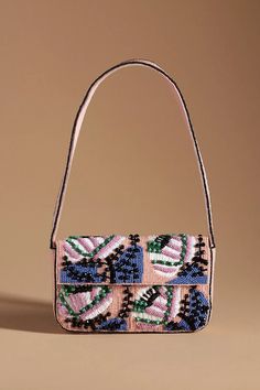 The Fiona Beaded Bag: Produce Edition | Anthropologie Trendy Spring Beaded Shoulder Bag, Trendy Beaded Shoulder Bag For Spring, Summer Evening Baguette Shoulder Bag, Spring Evening Rectangular Baguette Bag, Trendy Beaded Bags For Spring, Handheld Beaded Bags For Spring, Summer Evening Baguette Bag In Rectangular Shape, Summer Evening Rectangular Baguette Bag, Pink Rectangular Baguette Bag For Spring