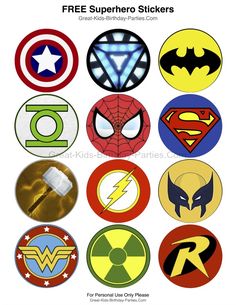 free superhero stickers for the kids to use in their crafts and craftspaces