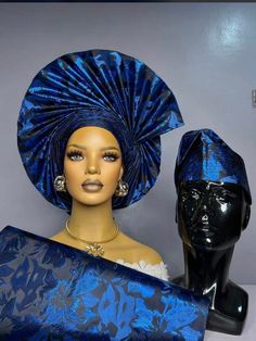 Autogele Asooke, African HeadWrap, Blue Nigerian Sego Gele Head Tie, Head Wrap For Black Women, Nigerian Headpiece NEED OTHER  STYLES AND COLOURS OF AFRICAN HEADWRAPS AUTOGELE, WEDDING HAND FANS, BRAIDED WIGS AND AFRICAN CORAL BRIDAL BEADS, VISIT OUR SHOP HERE: https://sereneafrica.etsy.com/ Features: *Easy to tie and maintain. *Comfortable on the head. *Comes in other lovely colours. We also make complete bridal Aso Oke outfits. We can do this for large numbers of wedding guests. If you have ad Headtie Styles, Wedding Hand Fans, Headwrap Styles, Nigerian Women, Wedding Planning List, African Headwrap, Planning List, Hand Fans For Wedding, Head Wrap Styles