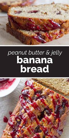 peanut butter and jelly banana bread with cranberry sauce