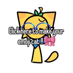 a cartoon cat with glasses and a bow on it's head that says click here to make your emo cat