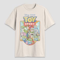 Step out for casual outings or lounge in comfort with the Men's Disney Toy Story Short Sleeve Graphic T-Shirt in Light Beige. Crafted from lightweight cotton fabric, this t-shirt comes with short sleeves and a classic crewneck that pairs effortlessly with jeans or shorts. Whether you're a fan of Woody, Buzz, or the whole group, this Toy Story t-shirt is sure to delight Disney enthusiasts of all ages. Toy Story Birthday Party Shirts, Disney Men Shirts, Toy Story Birthday Party Outfit, Toy Story Tshirts, Toy Story Party Shirts, Toy Story T Shirt, Toy Story Family Outfits, Disney Cotton T-shirt For Disney Fan Events, Disney Letter Print Cotton T-shirt