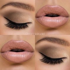 Neutral Smoky and Nude Lips @stannistrudel Gesicht Mapping, Wedding Hairstyles And Makeup, Nude Lips, Beauty Make-up, Makijaż Smokey Eye, Kiss Makeup, For Eyes, Makati