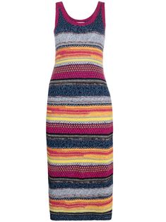 striped knitted midi dress from CHLOÉ featuring multicolour, wool-cashmere blend, knitted construction, horizontal stripe pattern, round neck, sleeveless, A-line and mid-length. | Chloé Striped Knitted Midi Dress Fashion Png, Pink Knit Dress, Dress Png, Timeless Fashion Pieces, Knitted Midi Dress, Midi Dress Pink, Chloe Clothing, Tank Dresses, Chloe Dress