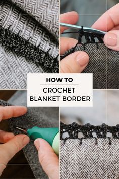 woman showing how to crochet a blanket border on a flannel blanket Adding Backing To Crochet Blanket, Crochet Blanket Edge, Crochet Blanket Edges Ideas, Baby Blanket Border, Crochet Edging On Fleece Blanket, Flannel Blanket Crochet Border, Crochet Blanket With Fleece Backing, Crochet Blanket Fleece Backing, Crochet Fleece Blanket Edge