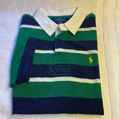 Polo Ralph Lauren Shirt. Nwot, Brand New, Never Worn. Size: Xl (18-20). 100% Cotton. Machine Washable. Smoke Free Home. Multicolor Long Sleeve Cotton Polo Shirt, Preppy Green Cotton Top, Green Preppy Cotton Tops, Preppy Blue Cotton Polo Shirt, Green Short Sleeve Preppy Tops, Preppy Green Short Sleeve Tops, Lauren Green, Ralph Lauren Shirt, Shirt Color