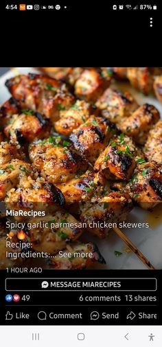 an image of chicken skewers on a plate